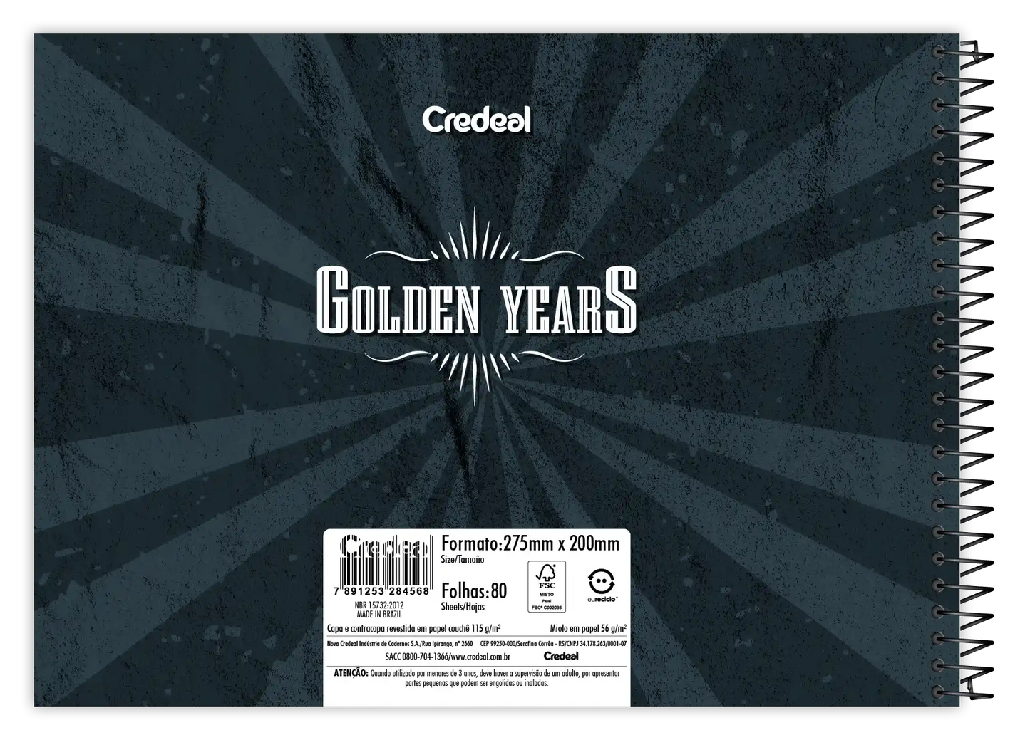 Caderno de Desenho Milimetrado 80 Folhas Golden Years - Credeal
