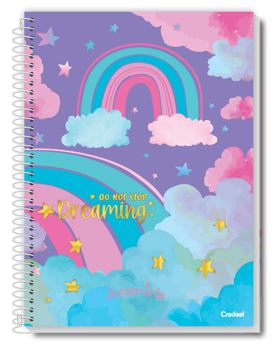 Caderno Universitário Espiral 12 Matérias 192 Folhas Arco-Íris Credeal