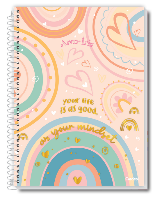 Caderno Universitário Espiral 20 Matérias 320 Folhas Arco-Íris Credeal