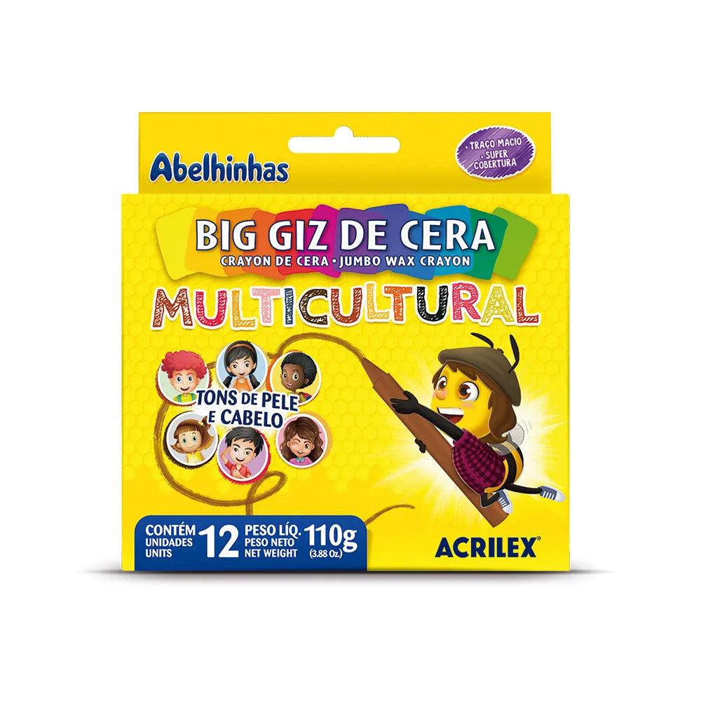 Big Giz de Cera Multicultural 12 Cores 110g - Acrilex