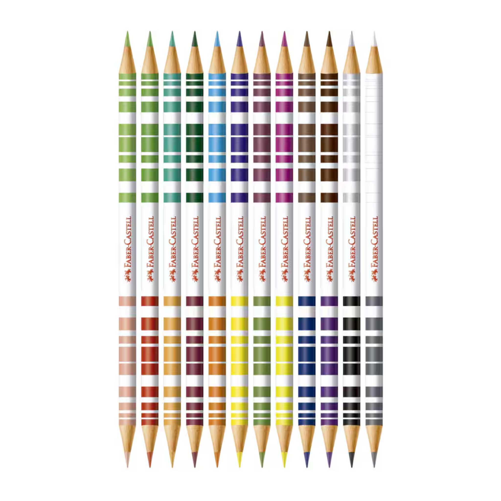 Lápis de Cor Faber Castell Bicolor 12 LP 24 cores Kit Escolar
