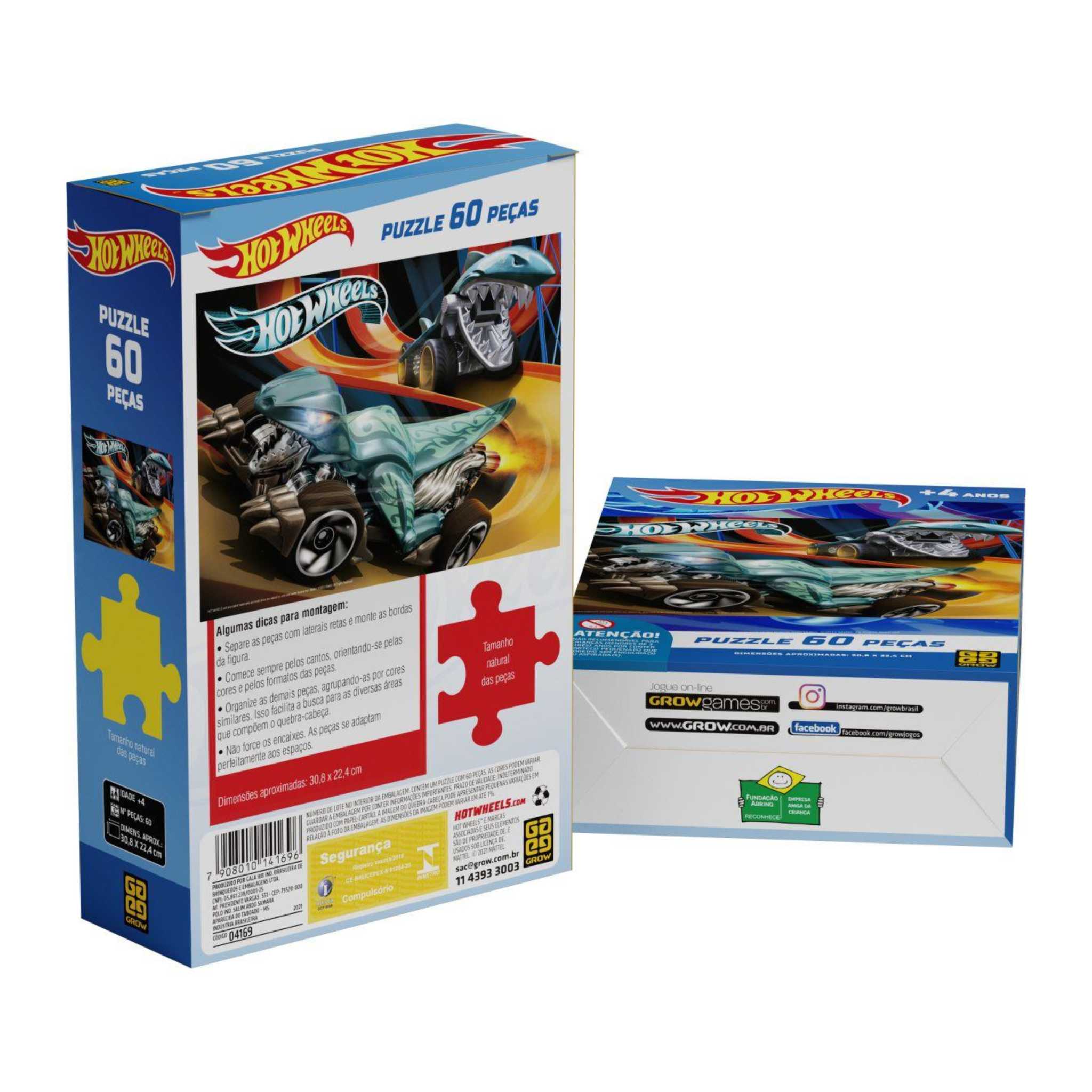 Quebra-Cabeça Hot Wheels 60 Peças - Grow