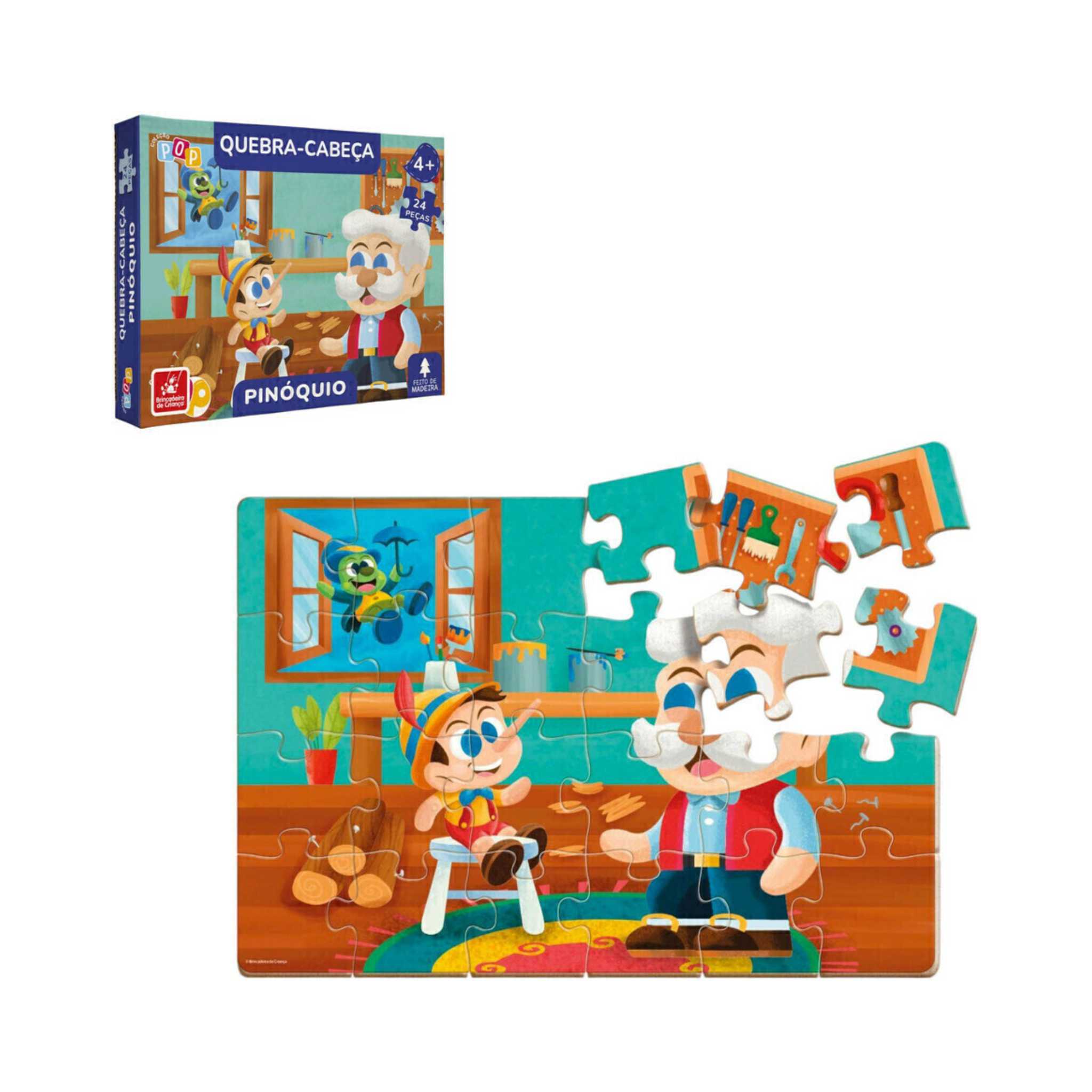 Quebra-Cabeça Infantil Pinóquio 24 Peças MDF